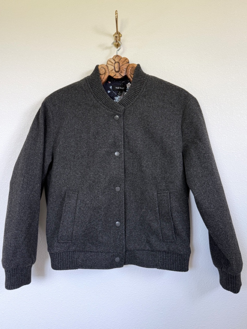 Well Worn Charcoal Grey Bomber Jacket